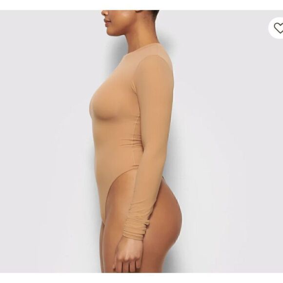 Skims Fits Everybody Long Sleeve Crew Neck Thong Bodysuit US Size 3X Brown - Picture 2 of 5